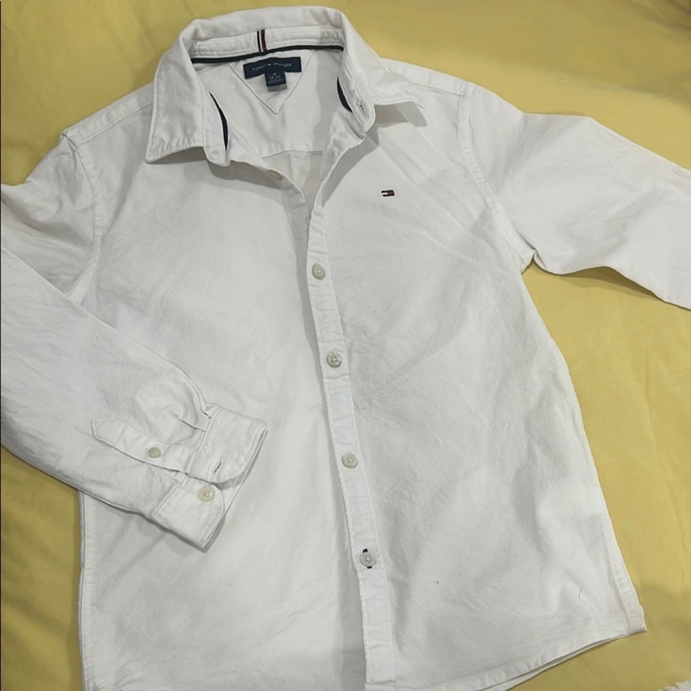 Tommy Hilfiger White Collared Shirt with Logo